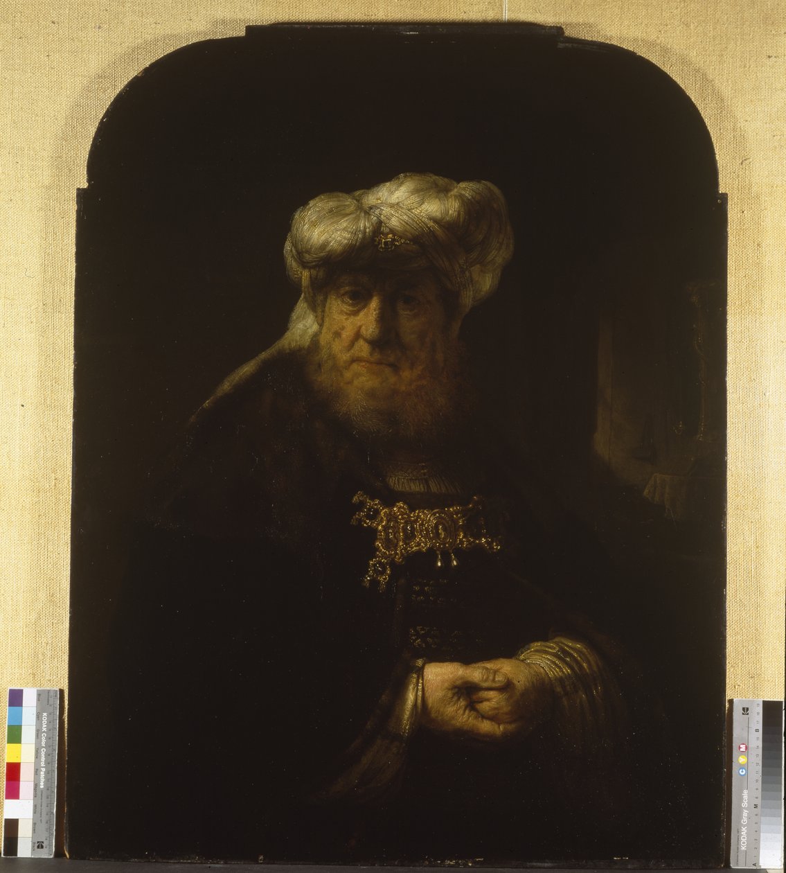 Doğu kostümlü bir adam, yaklaşık 1639 (ahşap panel üzerine yağlı boya) by Rembrandt Harmensz. van Rijn
