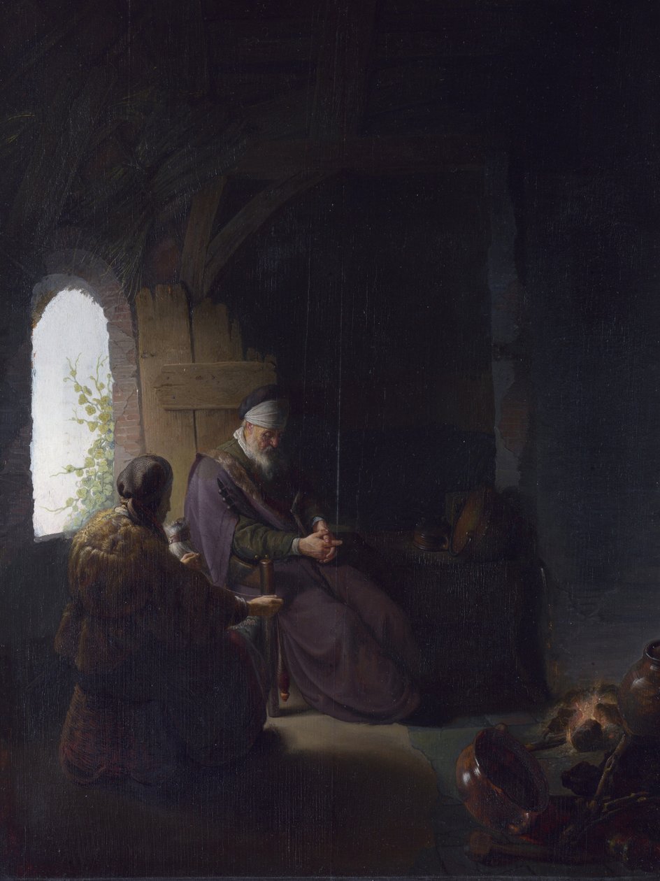 Anna ve Kör Tobit, c.1630 (panelde yağlı boya) by Rembrandt van Rijn