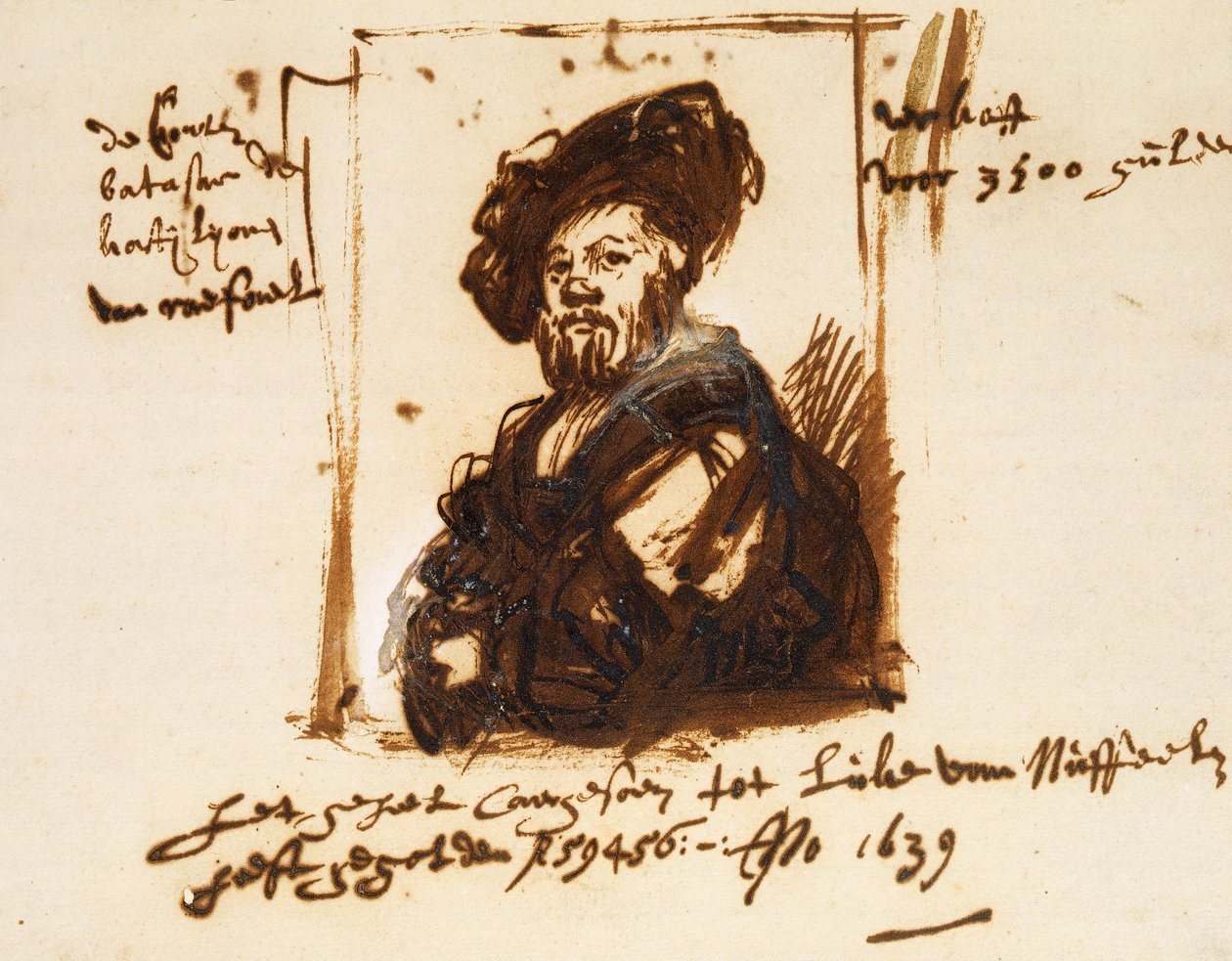 Baldassarre Castiglione, portreden eskiz by Rembrandt Harmensz. van Rijn