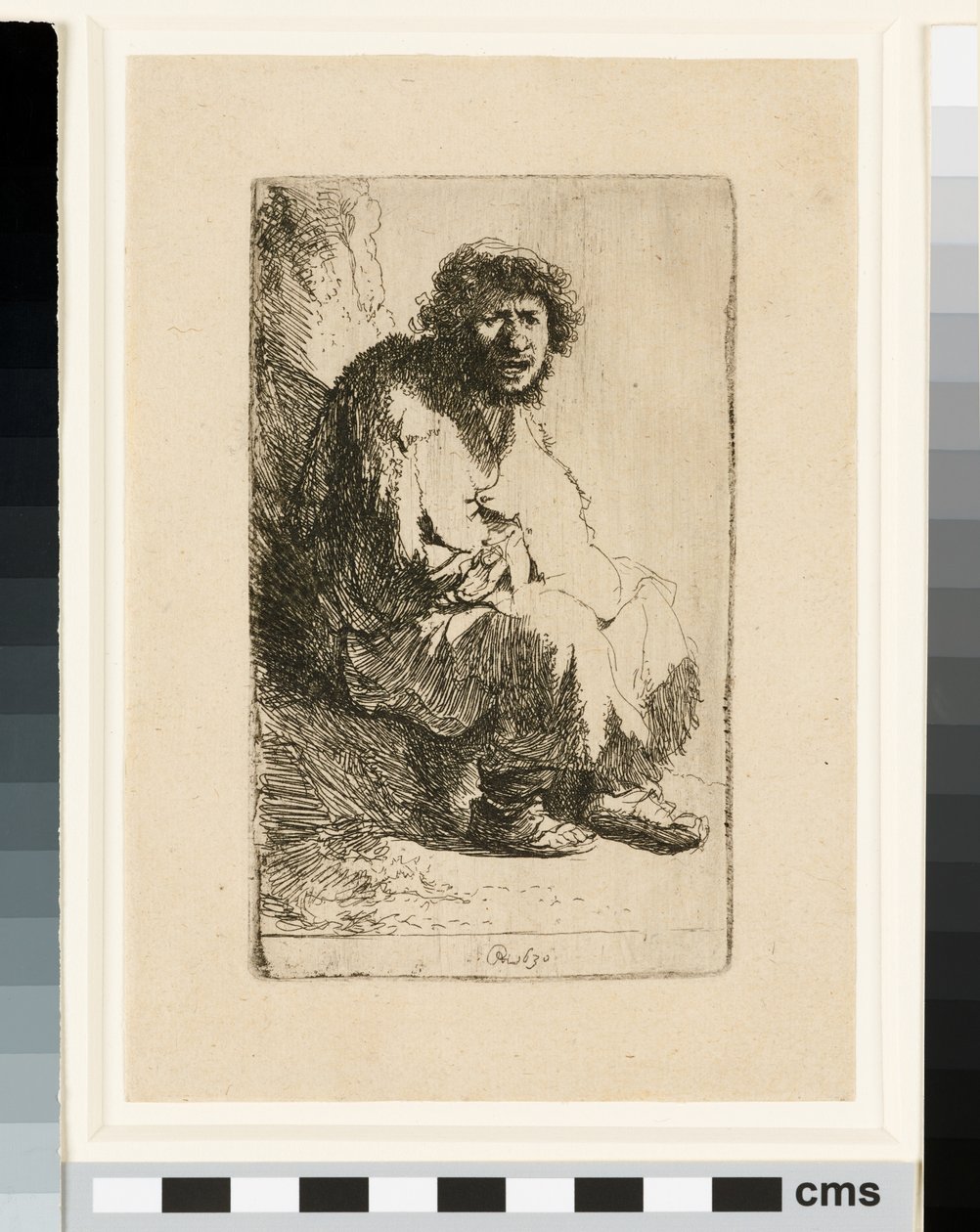 Bir bankada oturan dilenci by Rembrandt van Rijn