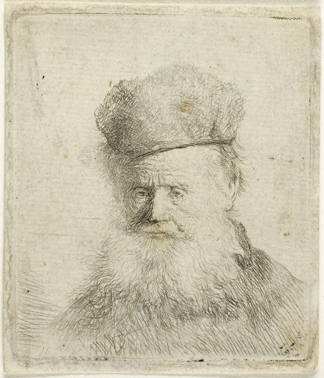 Kürk Başlıklı ve Akan Sakallı Yaşlı Bir Adamın Büstü, 1631 dolayları (kağıt üzerine gravür) by Rembrandt Harmensz. van Rijn