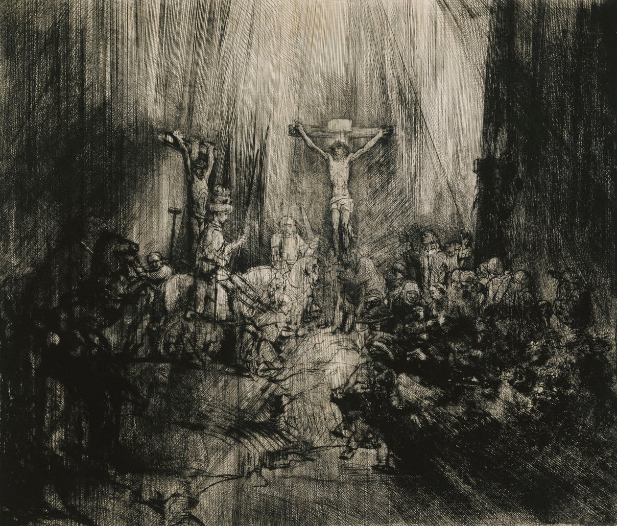 İki Hırsız Arasında Çarmıha Gerilen Mesih - "Üç Haç", c.1653-1661 by Rembrandt van Rijn