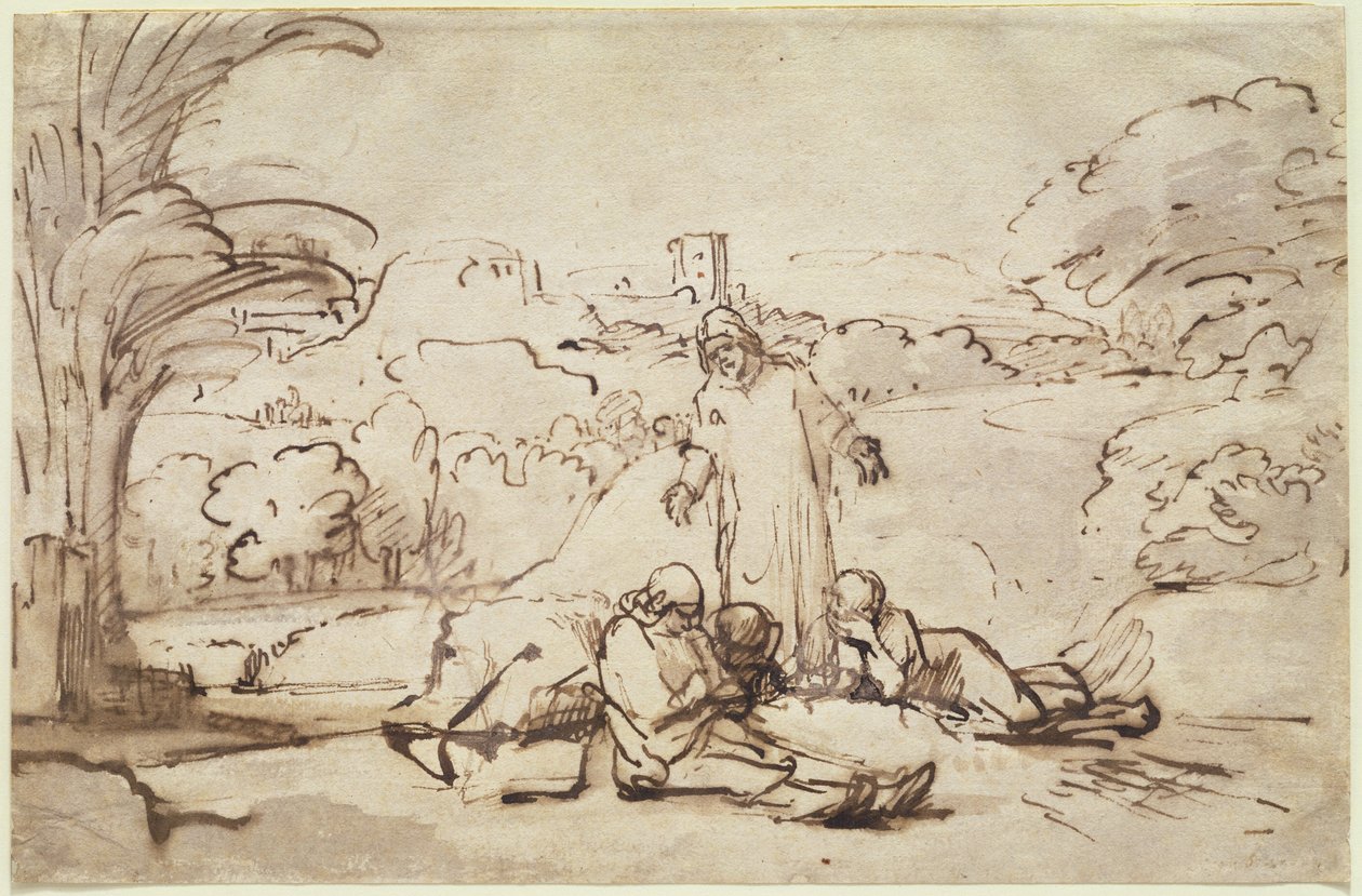 İsa Havarileri Uyurken Buluyor, c.1654 by Rembrandt van Rijn