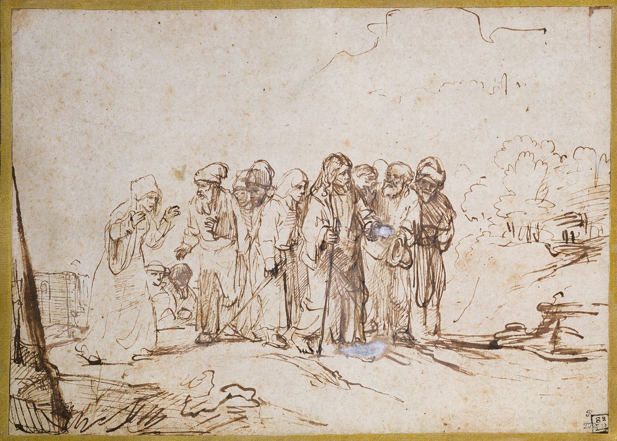 Mesih ve Kenanlı Kadın by Rembrandt van Rijn