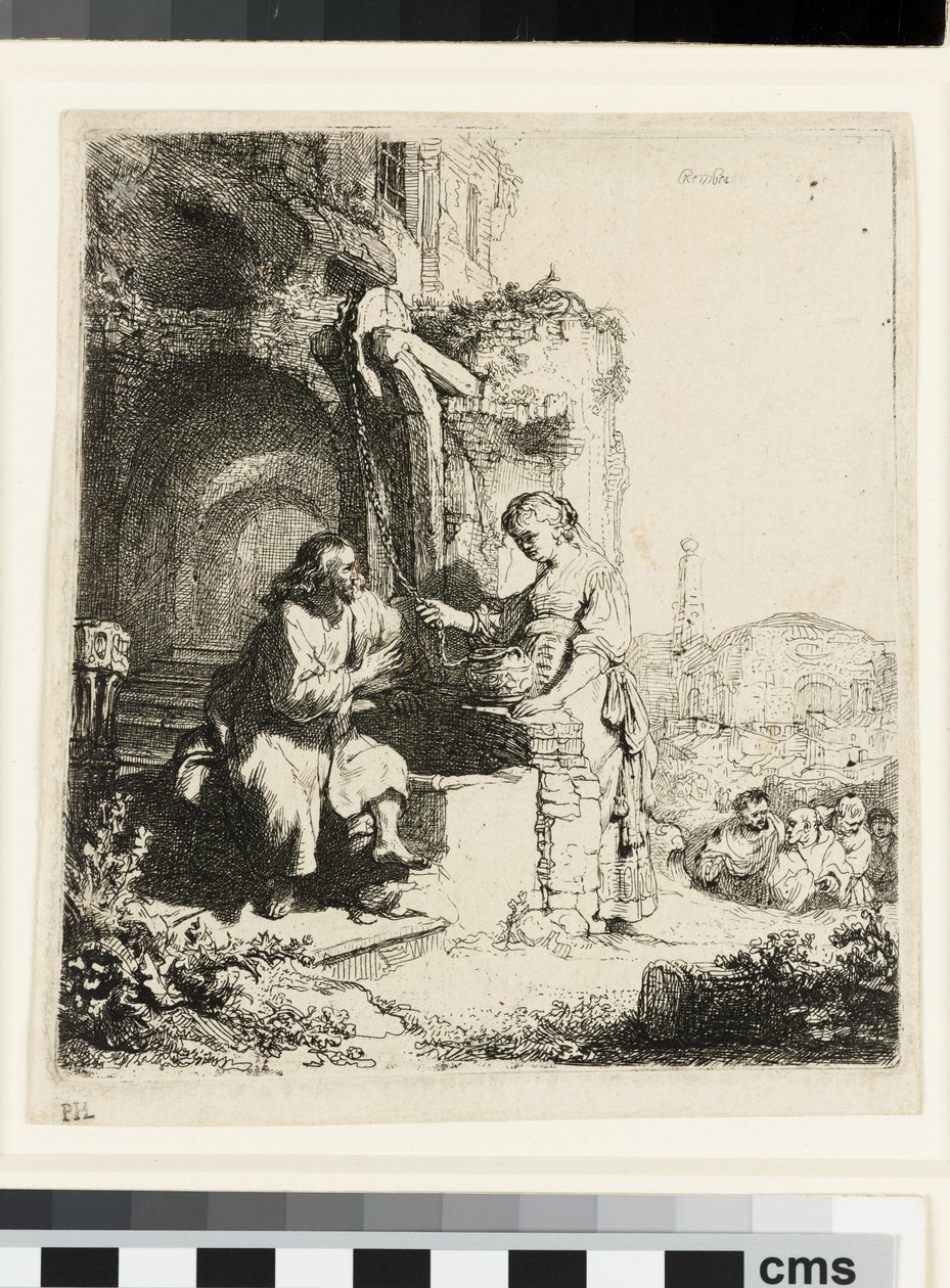 Harabeler Arasında İsa ve Samiriyeli Kadın by Rembrandt van Rijn