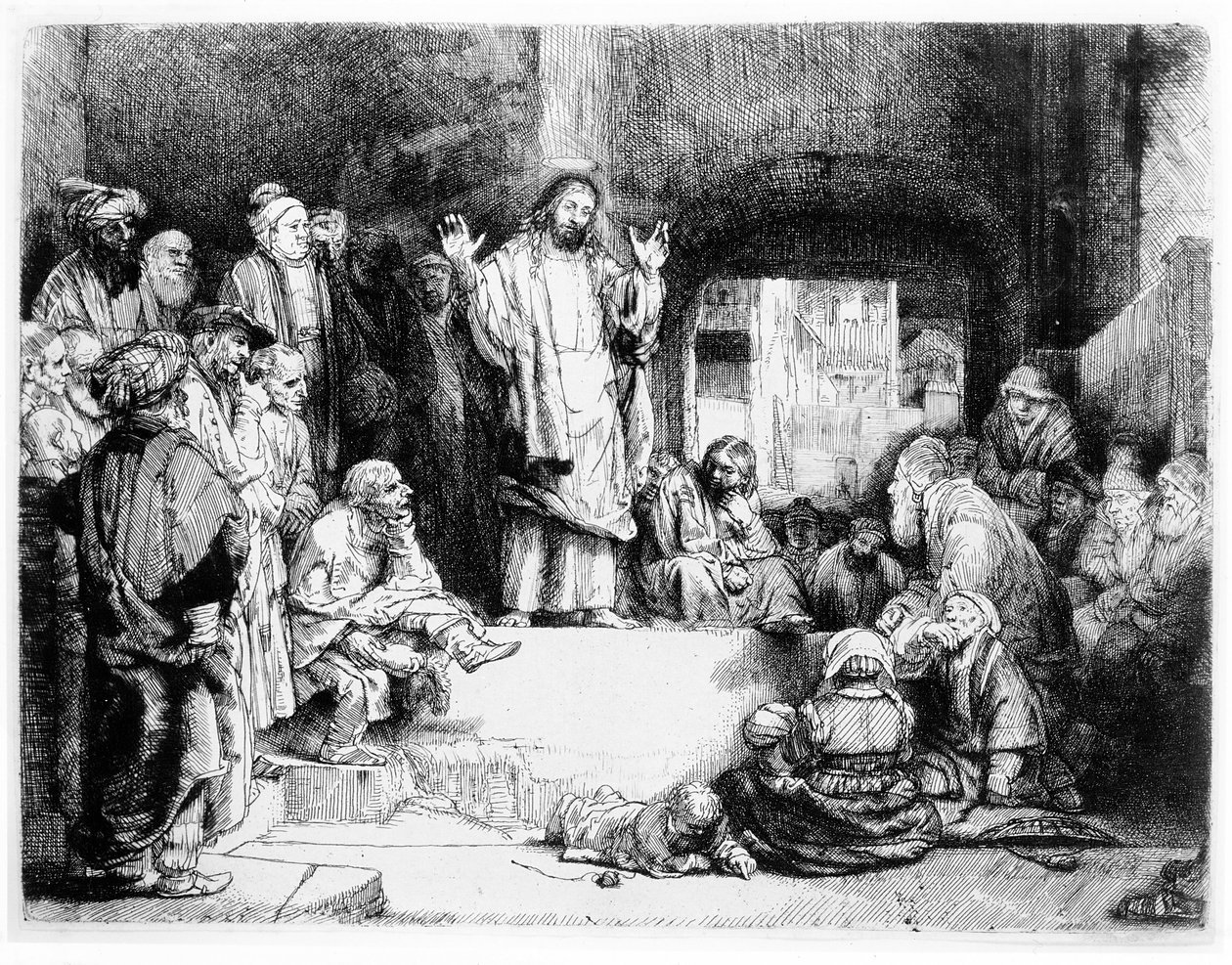 Mesih vaazı, c.1652 (gravür) by Rembrandt van Rijn