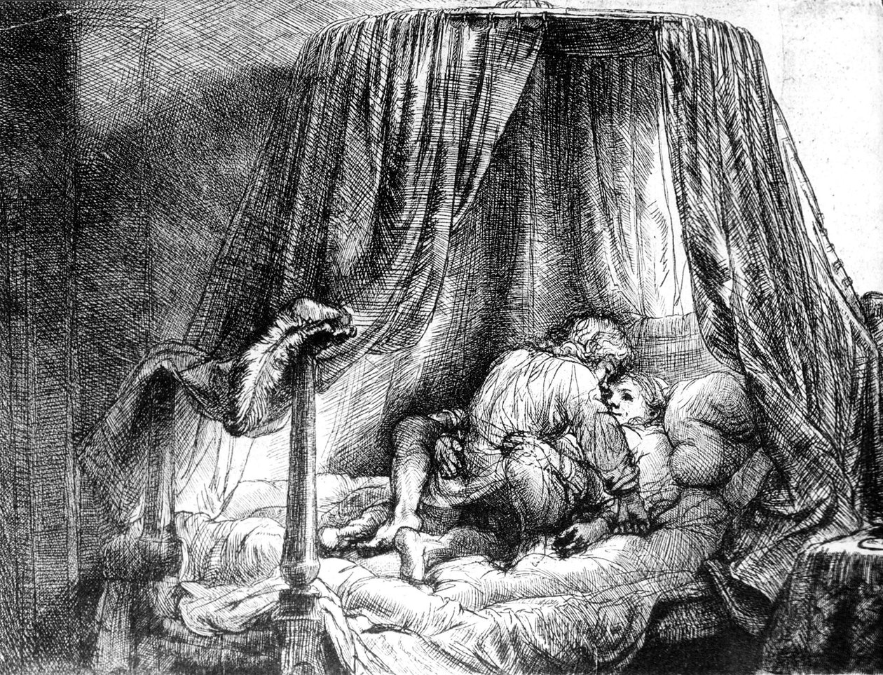 Yatakta sevişen çift, oyma Rembrandt van Rijn (1606-1669) 1646 by Rembrandt Harmensz. van Rijn