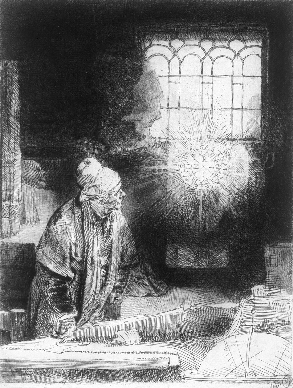 Dr Faustus Çalışmasında (gravür) by Rembrandt van Rijn