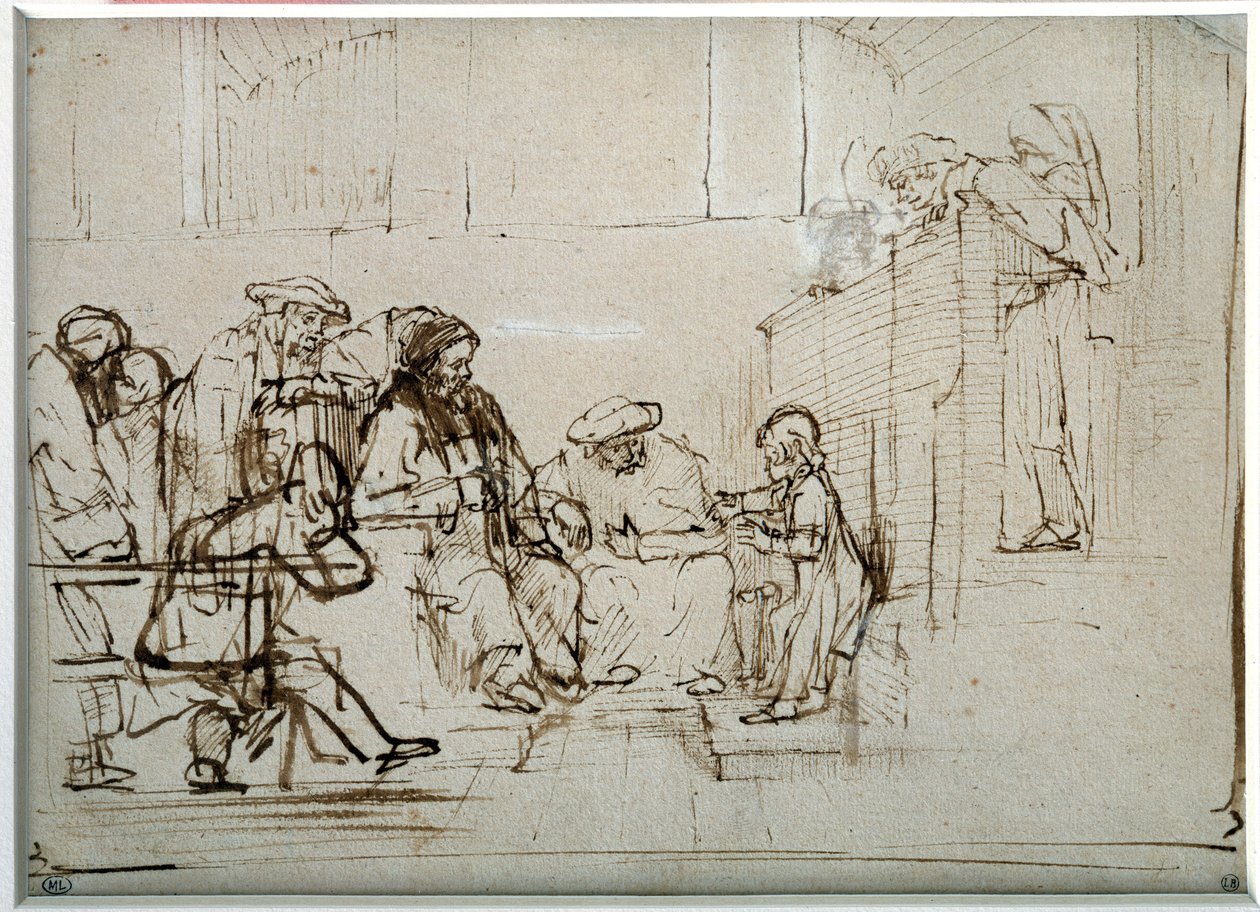 Doktorlu İsa Çocuk Çizimi, Harmensz Van Rijn Rembrandt (1606-1669) by Rembrandt van Rijn