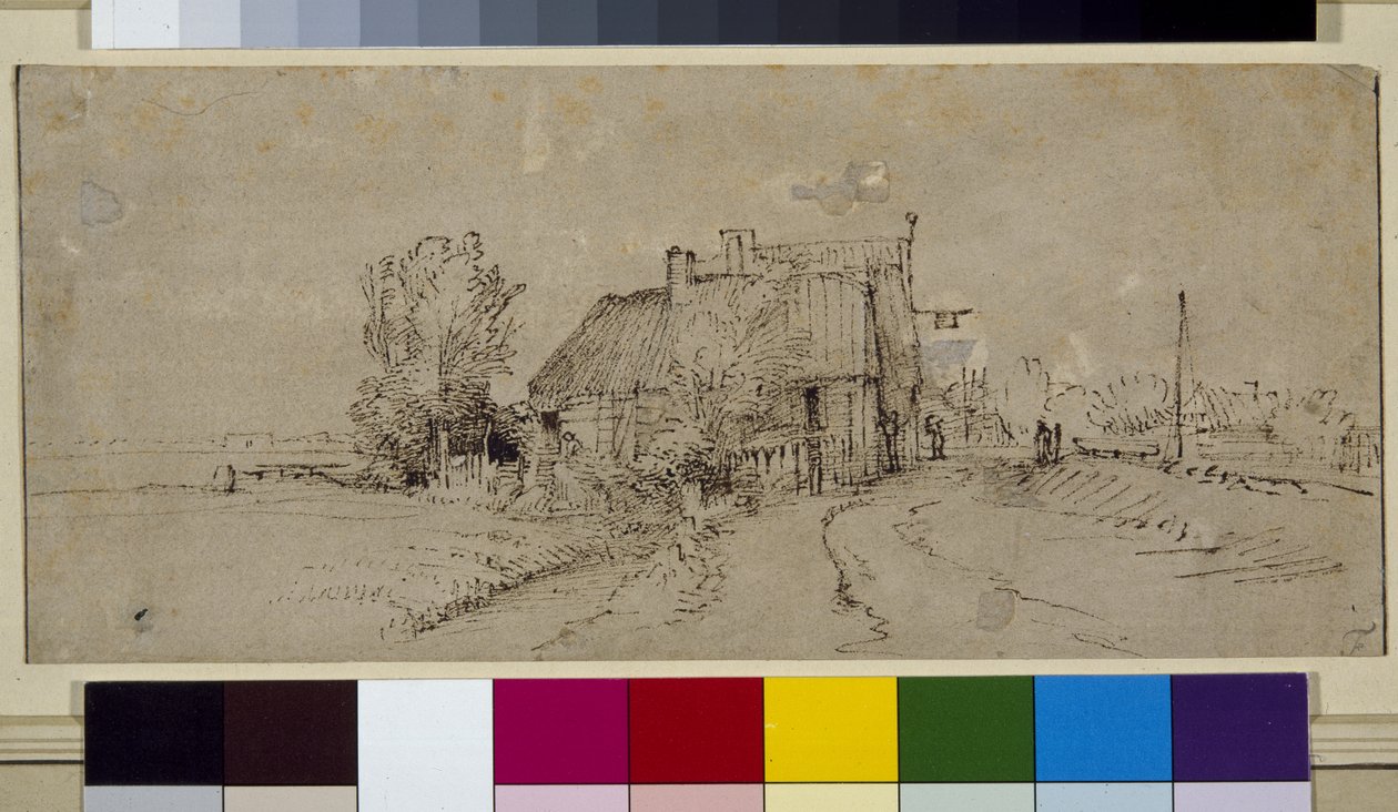 Manzara (kağıt üzerinde kalem ve mürekkep) by Rembrandt Harmensz. van Rijn