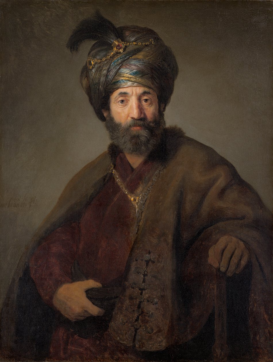Doğu Kostümlü Adam, c.1635 (tuval üzerine yağlı boya) by Rembrandt van Rijn