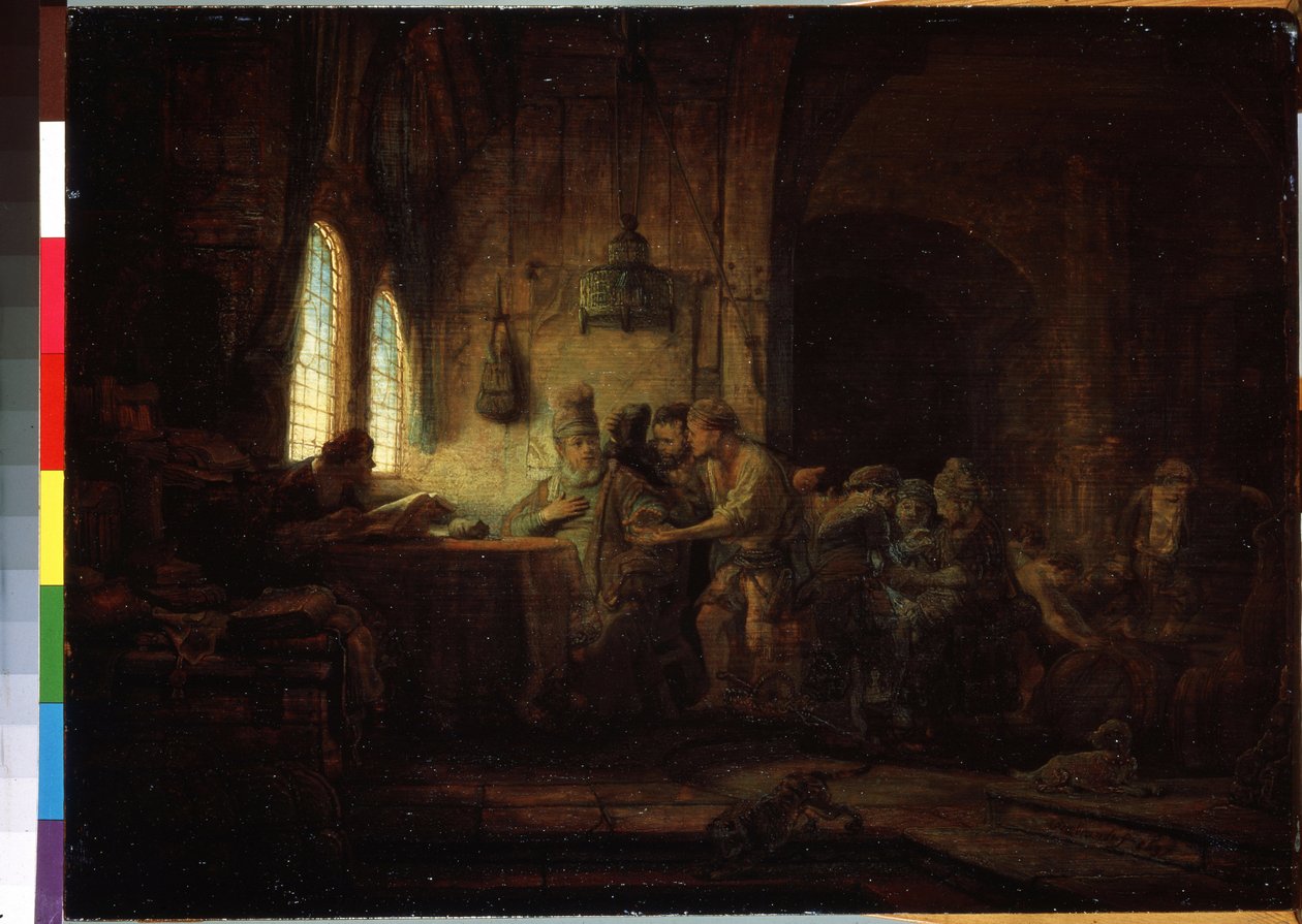 Bağdaki Emekçilerin Mesel veya On Birinci Saatin Emekçilerinin Mesel (Bağdaki Emekçilerin Benzetmesi). Rembrandt (1606-1669) olarak bilinen Harmenszoon van Rijn tarafından yapılan tablo by Rembrandt Harmensz. van Rijn