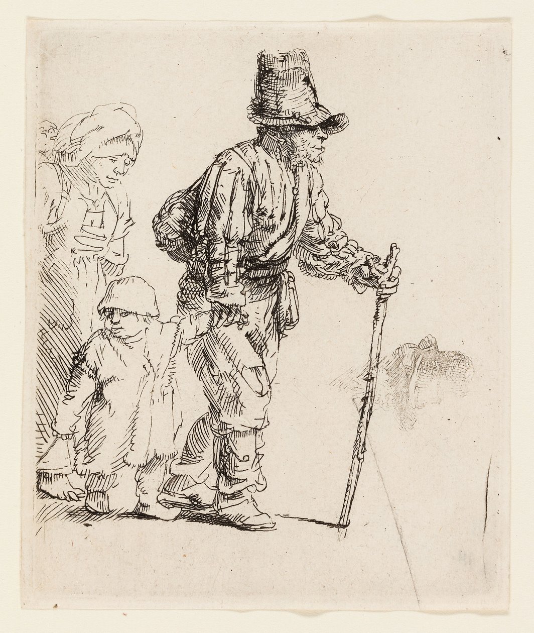 Serserideki Köylü Ailesi, c.1652 (krem serilmiş kağıt üzerine gravür) by Rembrandt Harmensz. van Rijn