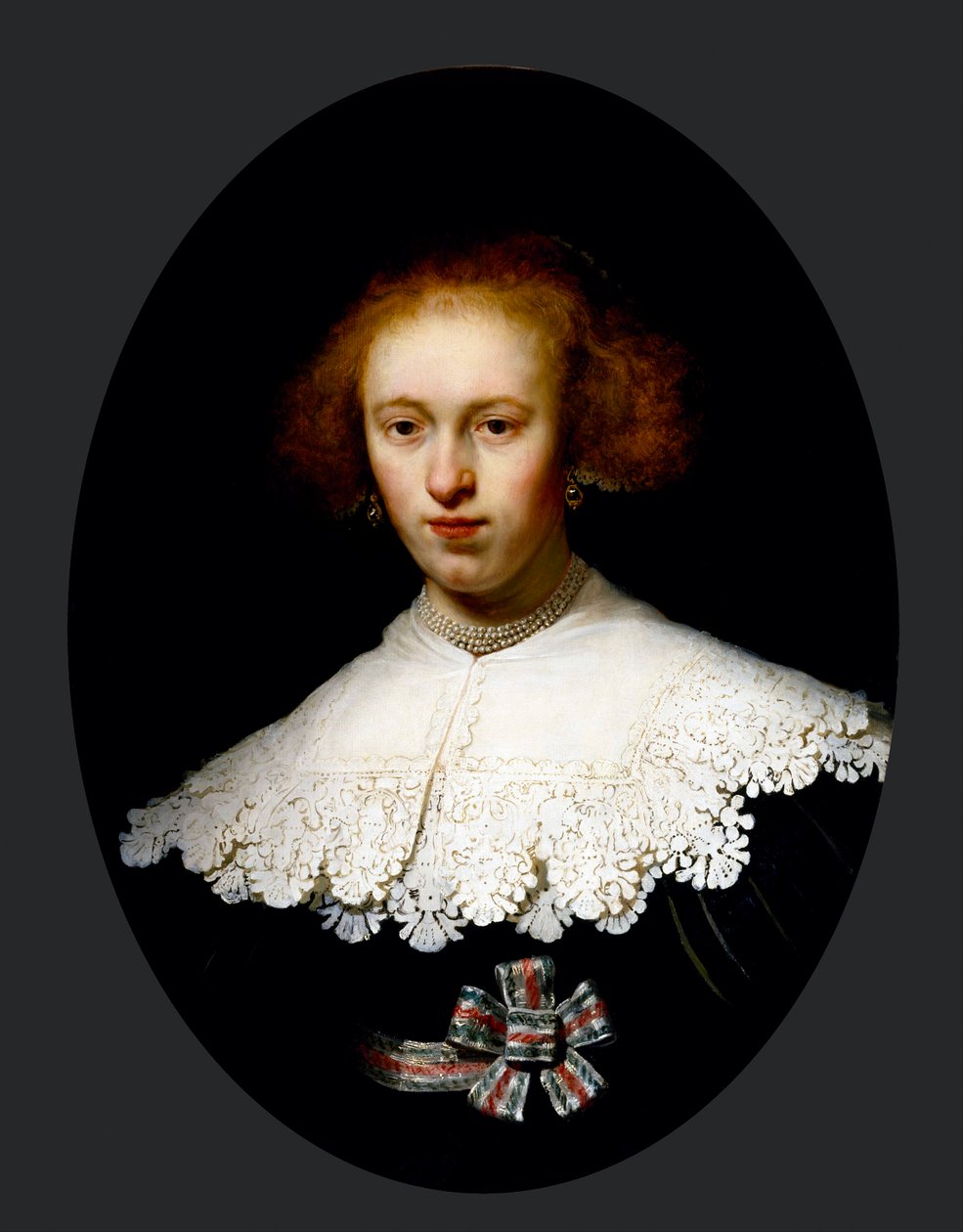 "Genç Bir Kadının Portresi" (Genç Bir Kadının Portresi) Tablo Rembrandt van Rhijn (1606-1669) - 1633 - Ahşap üzerine yağlı boya Sönük 65.3x48.7 cm Güzel Sanatlar Müzesi, Houston by Rembrandt van Rijn