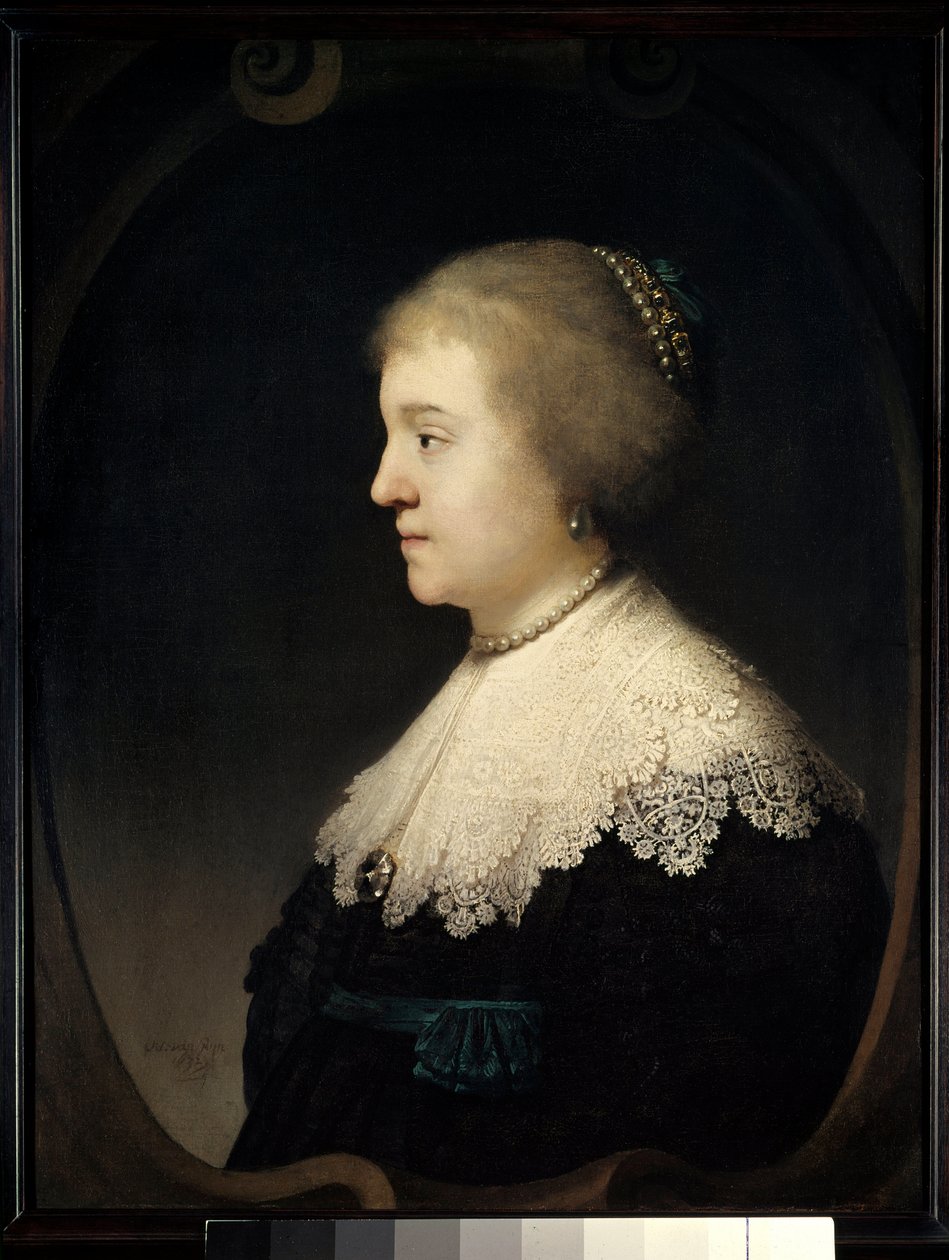 Kadın Portresi (Saskia?) Resim Harmensz van Rijn dit Rembrandt (1606-1669) 1632 Paris, Musee Jacquemart Andre. by Rembrandt van Rijn