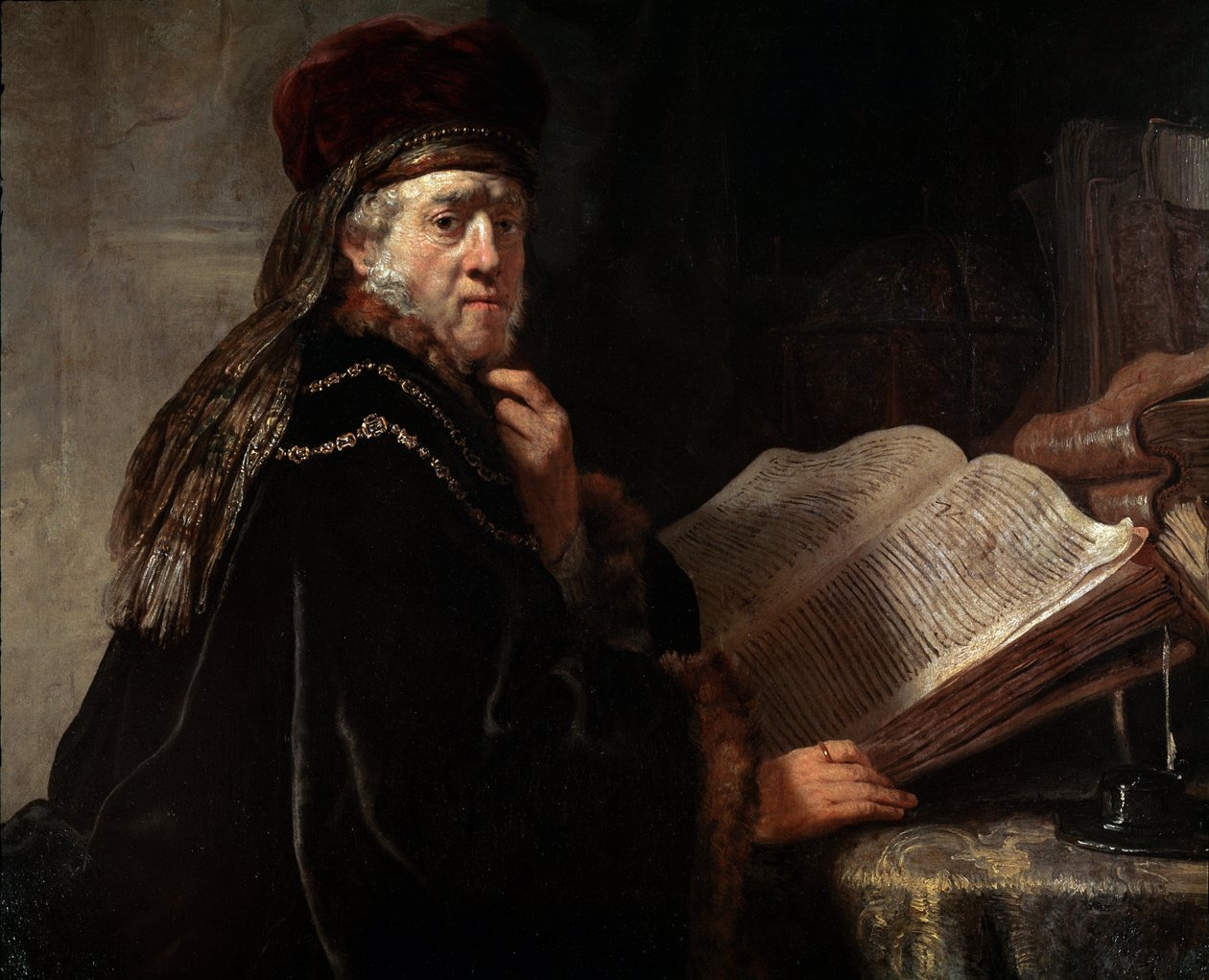 Bilgenin portresi (Bir hahamın portresi) (tuval üzerine yağlı boya by Rembrandt van Rijn