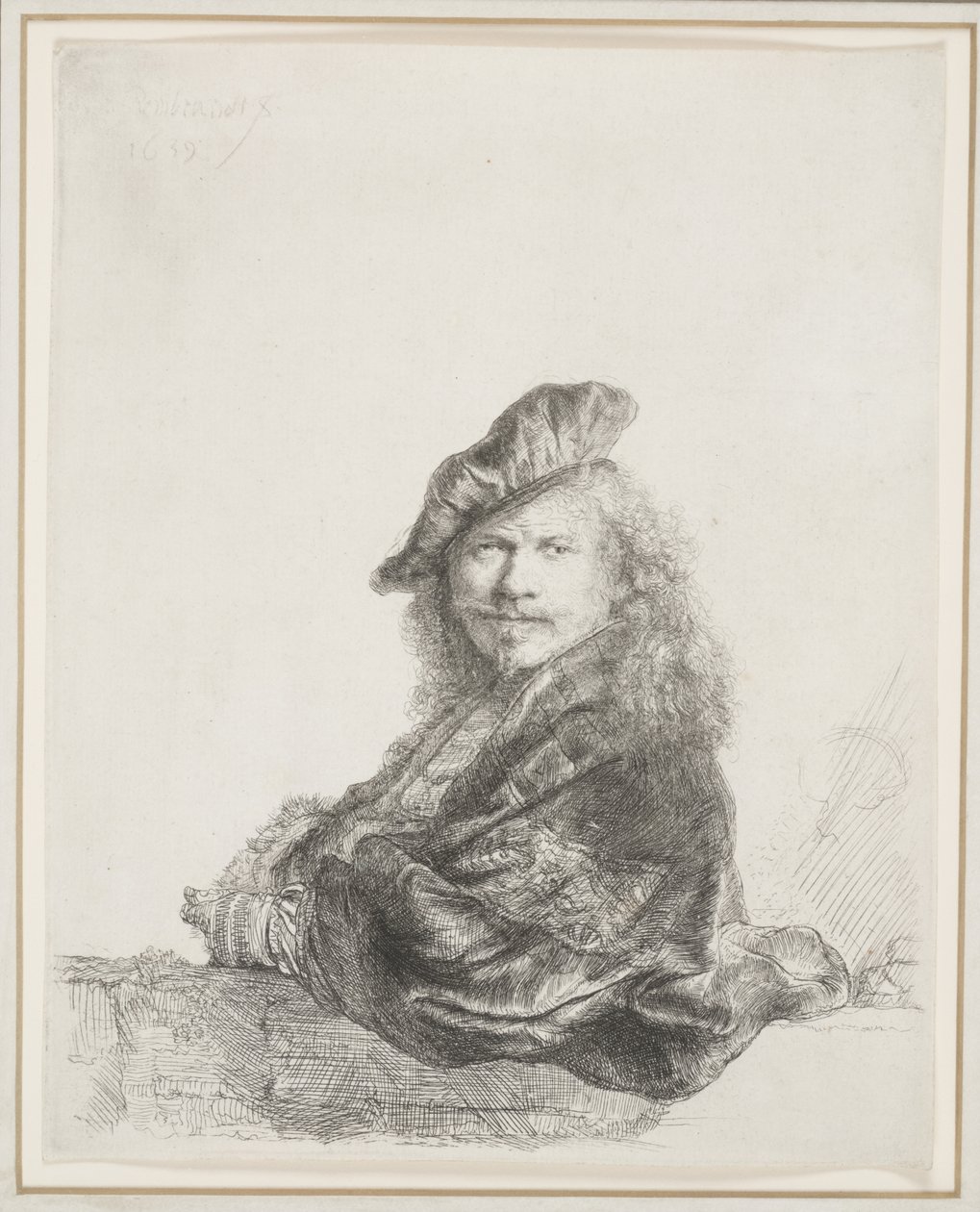 Taş Eşiğe Yaslanmış Rembrandt: Yarım Boy by Rembrandt van Rijn