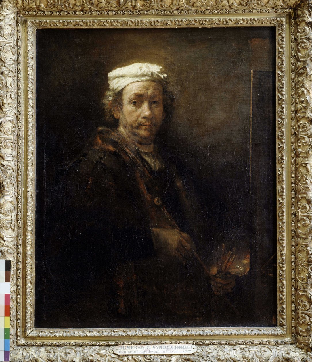 Rembrandt bir şövale (1660) önünde yaşlandı. by Rembrandt van Rijn