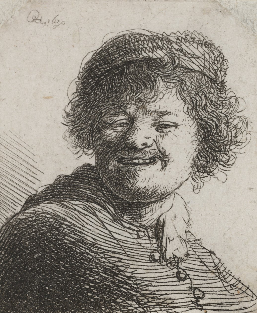 Şapkalı Rembrandt, Gülüyor: Göğüs by Rembrandt van Rijn