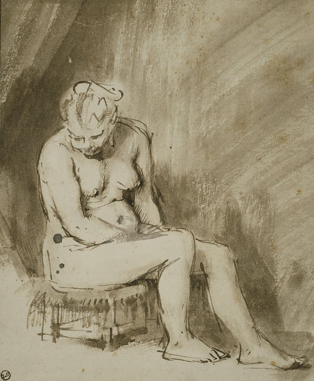 Oturan Kadın Çıplak by Rembrandt van Rijn