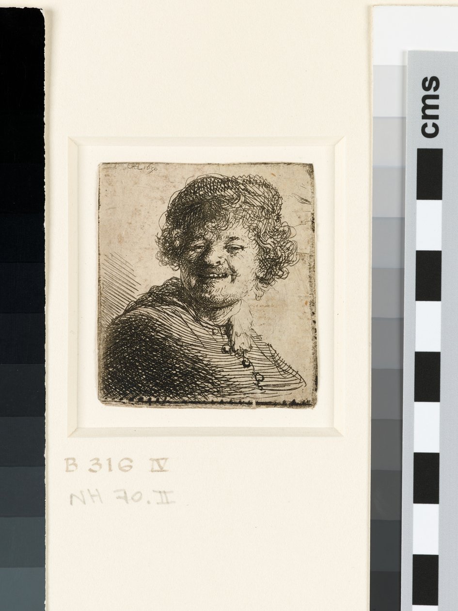 Şapkalı otoportre: gülmek by Rembrandt van Rijn