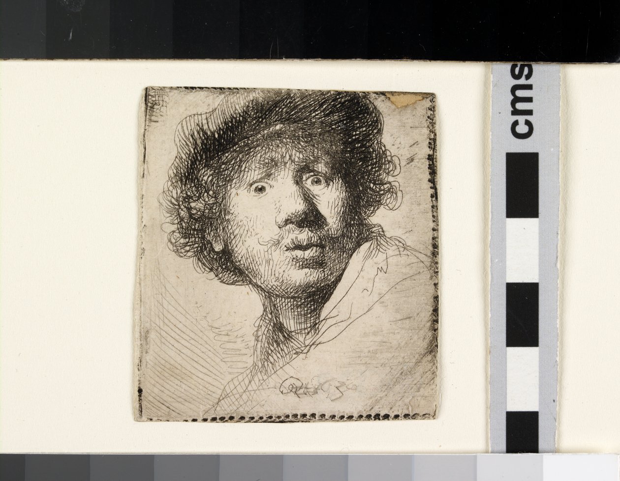 Şapkalı, ağzı açık otoportre by Rembrandt van Rijn