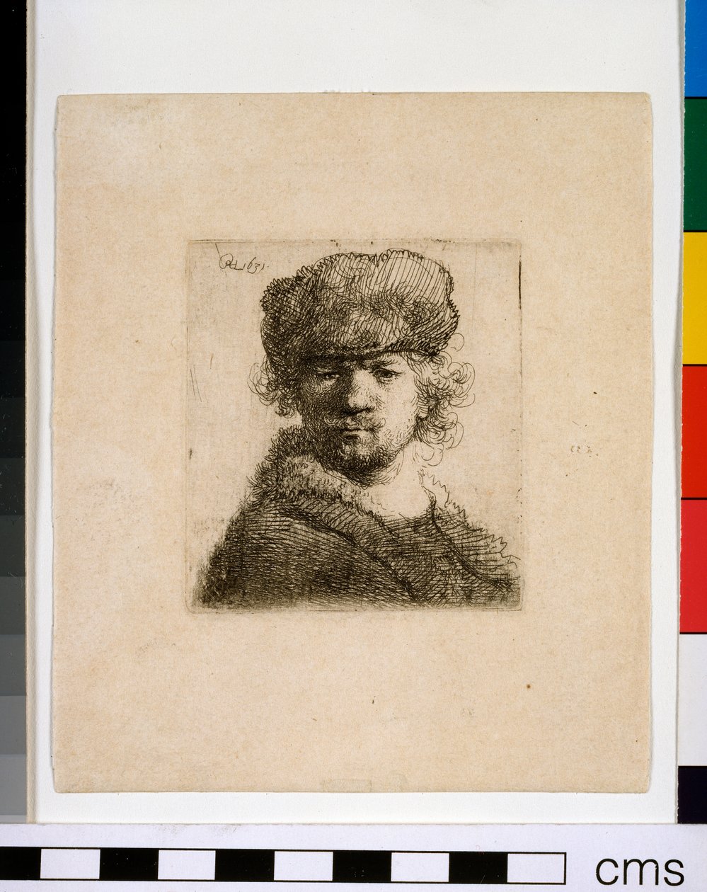 Ağır bir kürk şapkalı otoportre by Rembrandt van Rijn