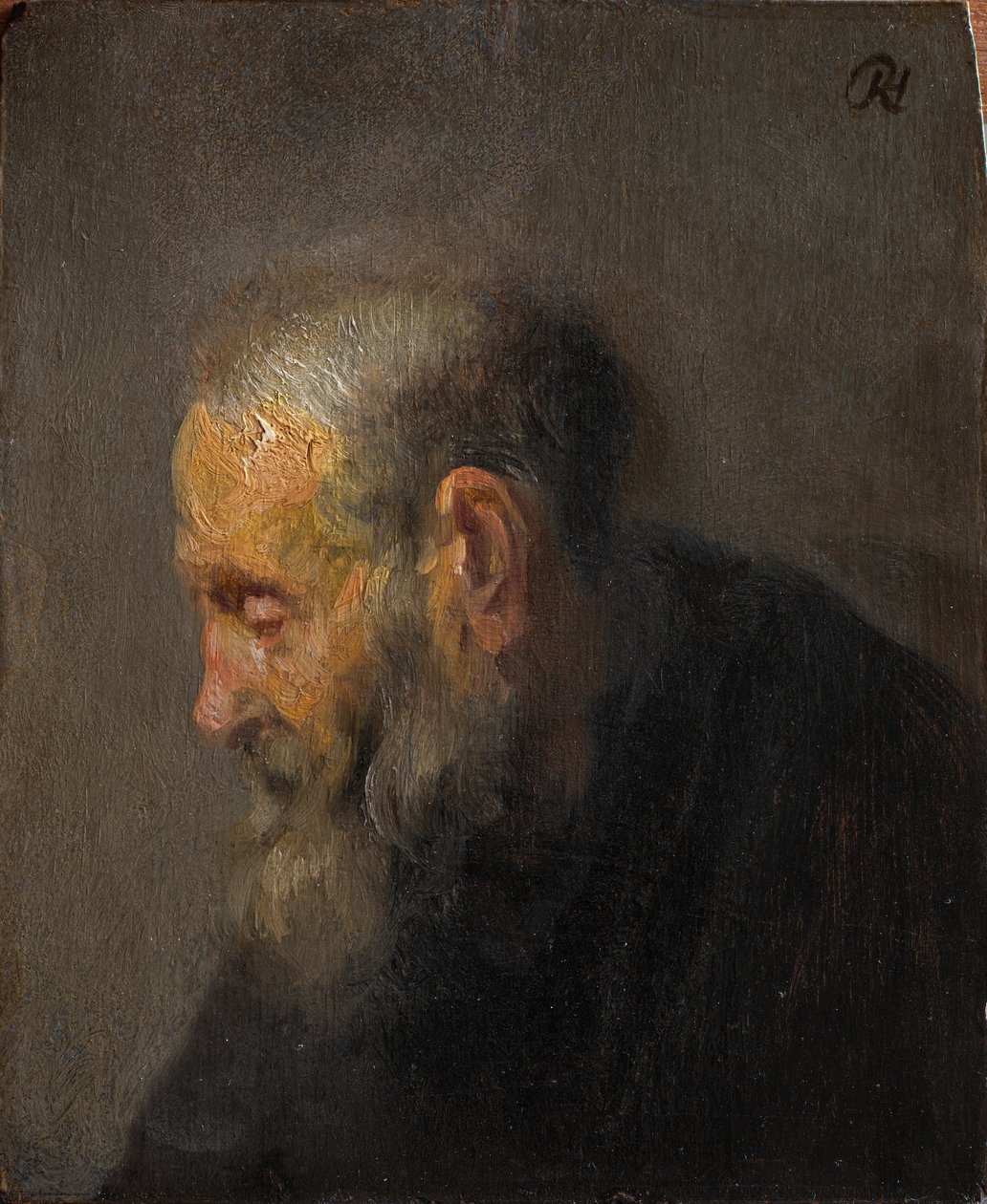 Profildeki Yaşlı Bir Adamın İncelenmesi, c. 1630 (panelde yağ) by Rembrandt van Rijn