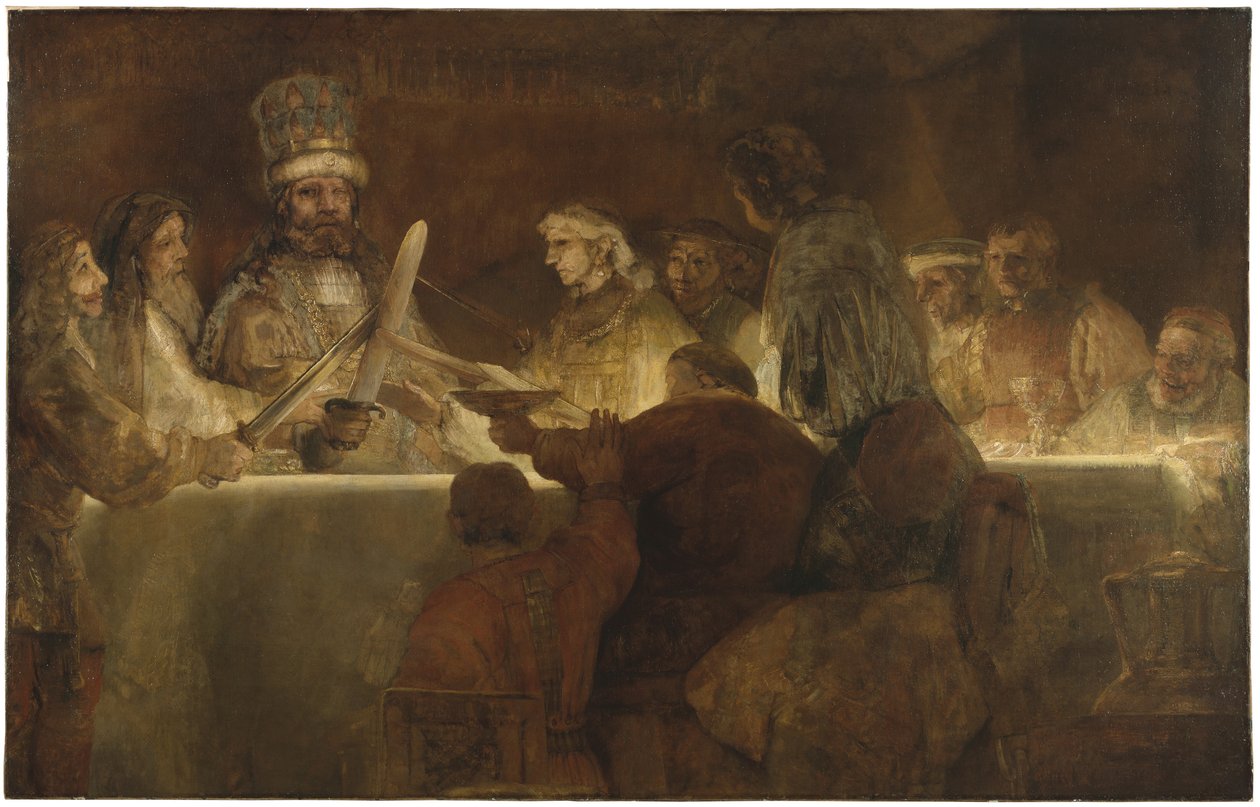 Claudius Civilis yönetimindeki Batavianların Komplosu, c.1666 (tuval üzerine yağlı boya) by Rembrandt van Rijn