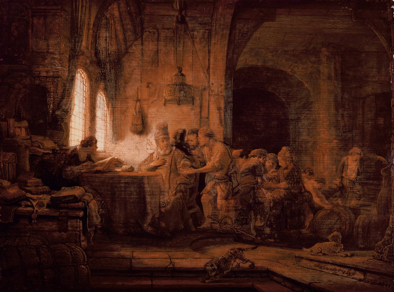 Bağdaki İşçilerin Mesel by Rembrandt van Rijn