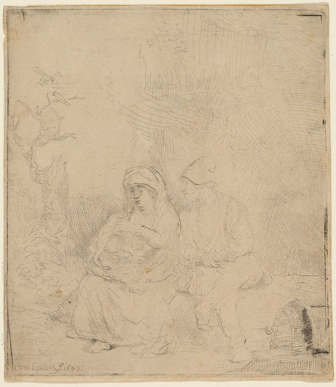 Geri Kalanlar Mısır'a Uçuşta: Hafifçe Kazınmış by Rembrandt Harmensz. van Rijn