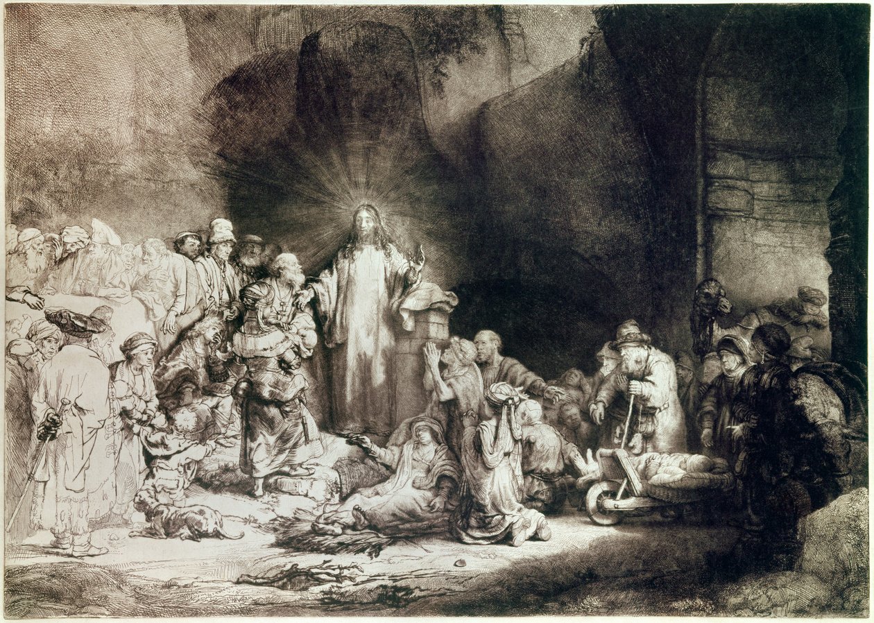 Yüz loncalı parça veya İsa savaşçı hasta Hasta Harmenszoon van Rijn dit Rembrandt (1606-1669) 1649 tarafından keski ile gravür. Güneş. 0,28x0,39 m Paris, Louvre Müzesi by Rembrandt van Rijn