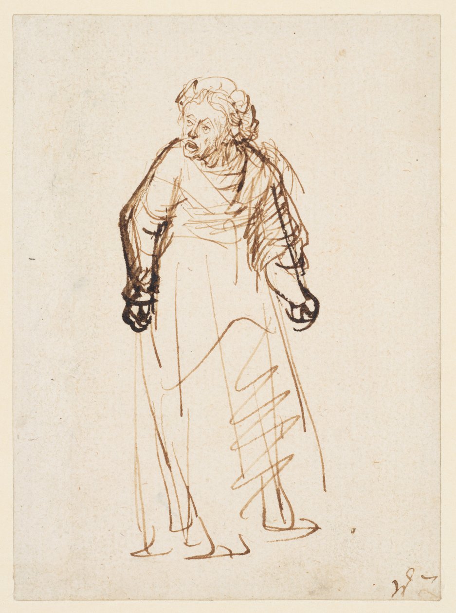 Azarlayan kadın (kağıt üzerine kalem ve mürekkep) by Rembrandt Harmensz. van Rijn