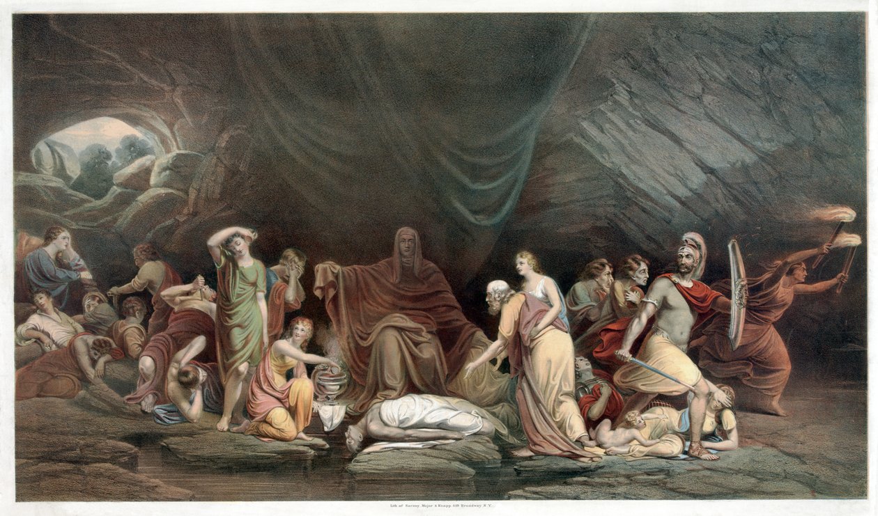 Ölüm Mahkemesi, pub. 1859 (renkli taş) by Rembrandt Peale