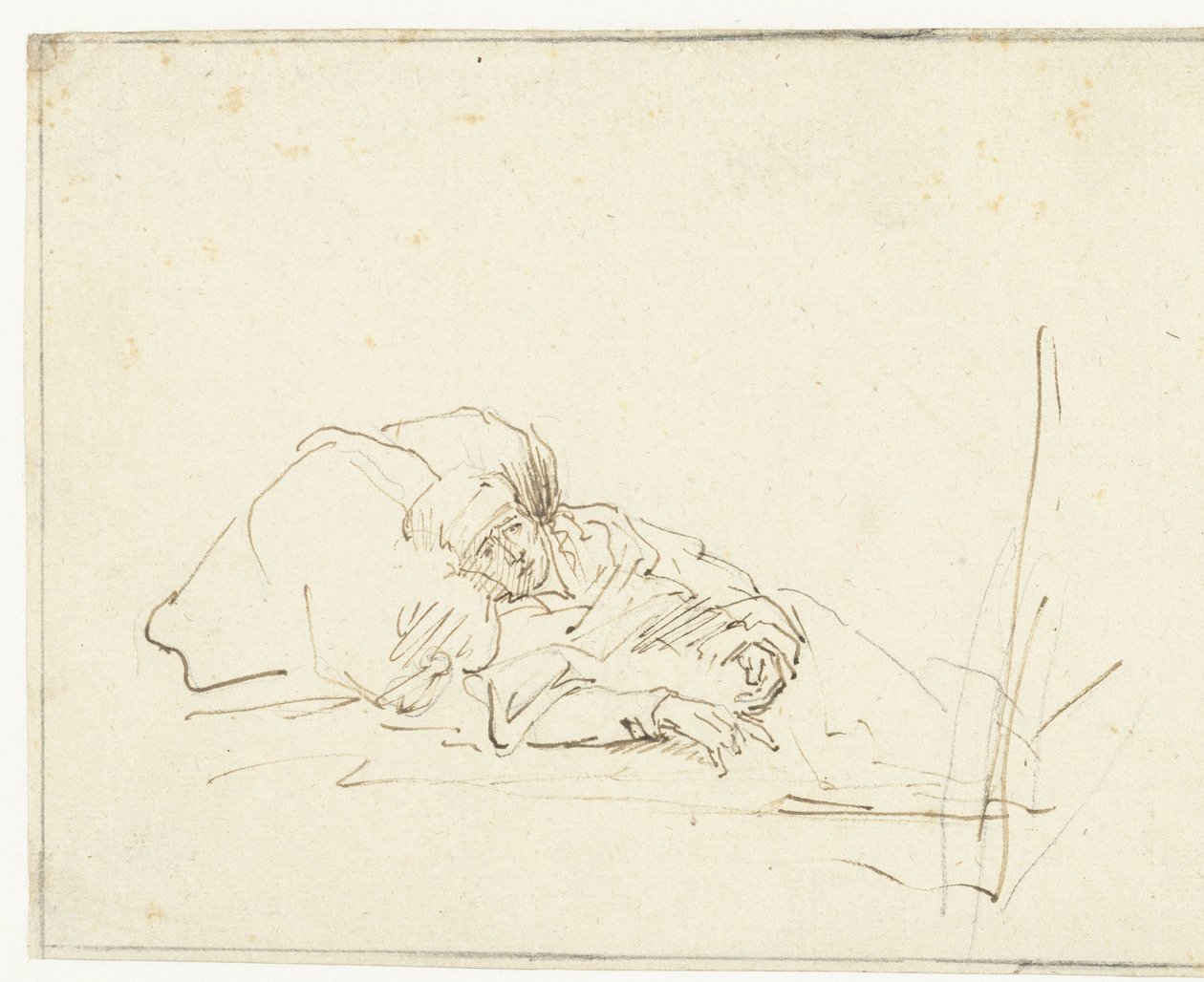saskia hasta yatakta by Rembrandt van Rijn (copy after)