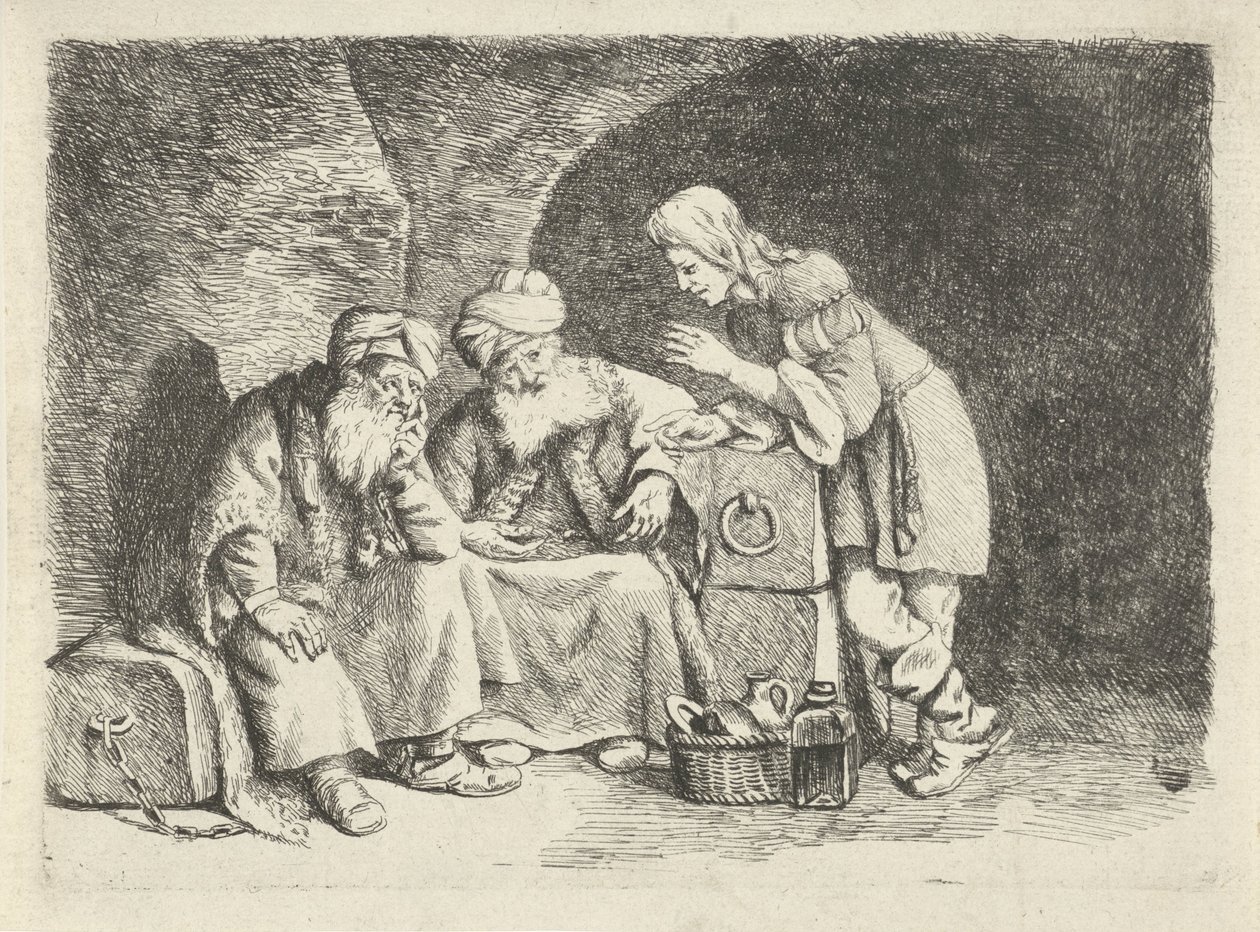 Joseph, fırıncı ve sakisinin rüyalarını açıklıyor by Rembrandt van Rijn (follower of)