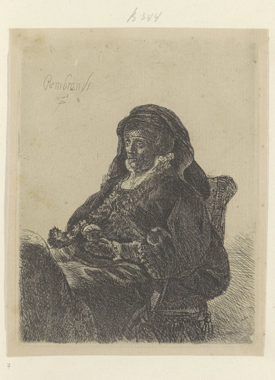 Siyah eldivenli bir dul olarak Rembrandt