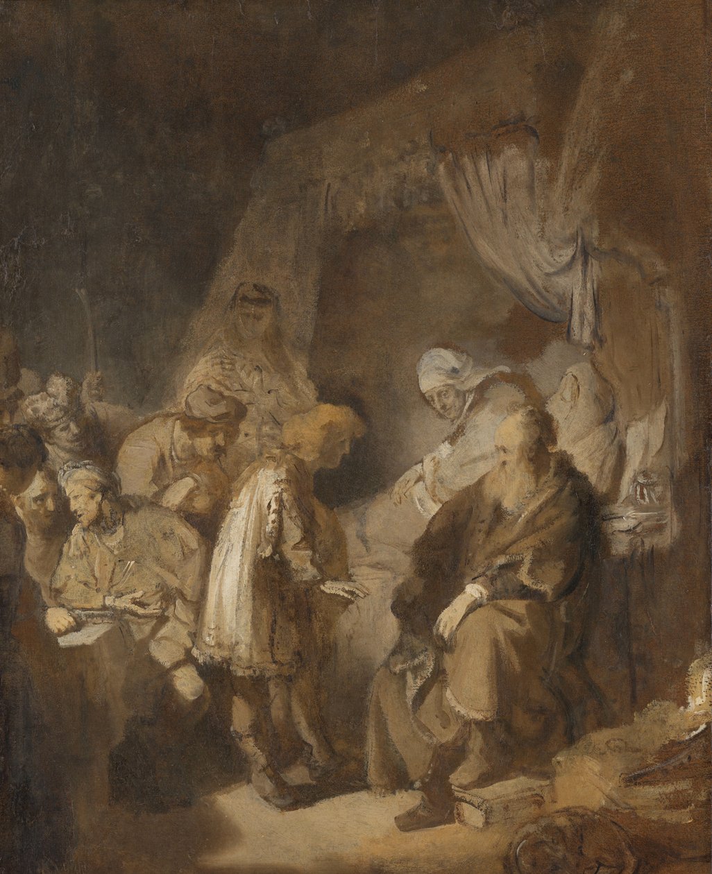 Yusuf rüyalarını anlatıyor by Rembrandt van Rijn (signed by artist)