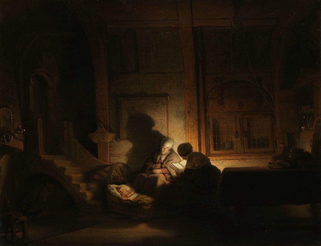 Geceleri Kutsal Aile by Rembrandt van Rijn (workshop of)