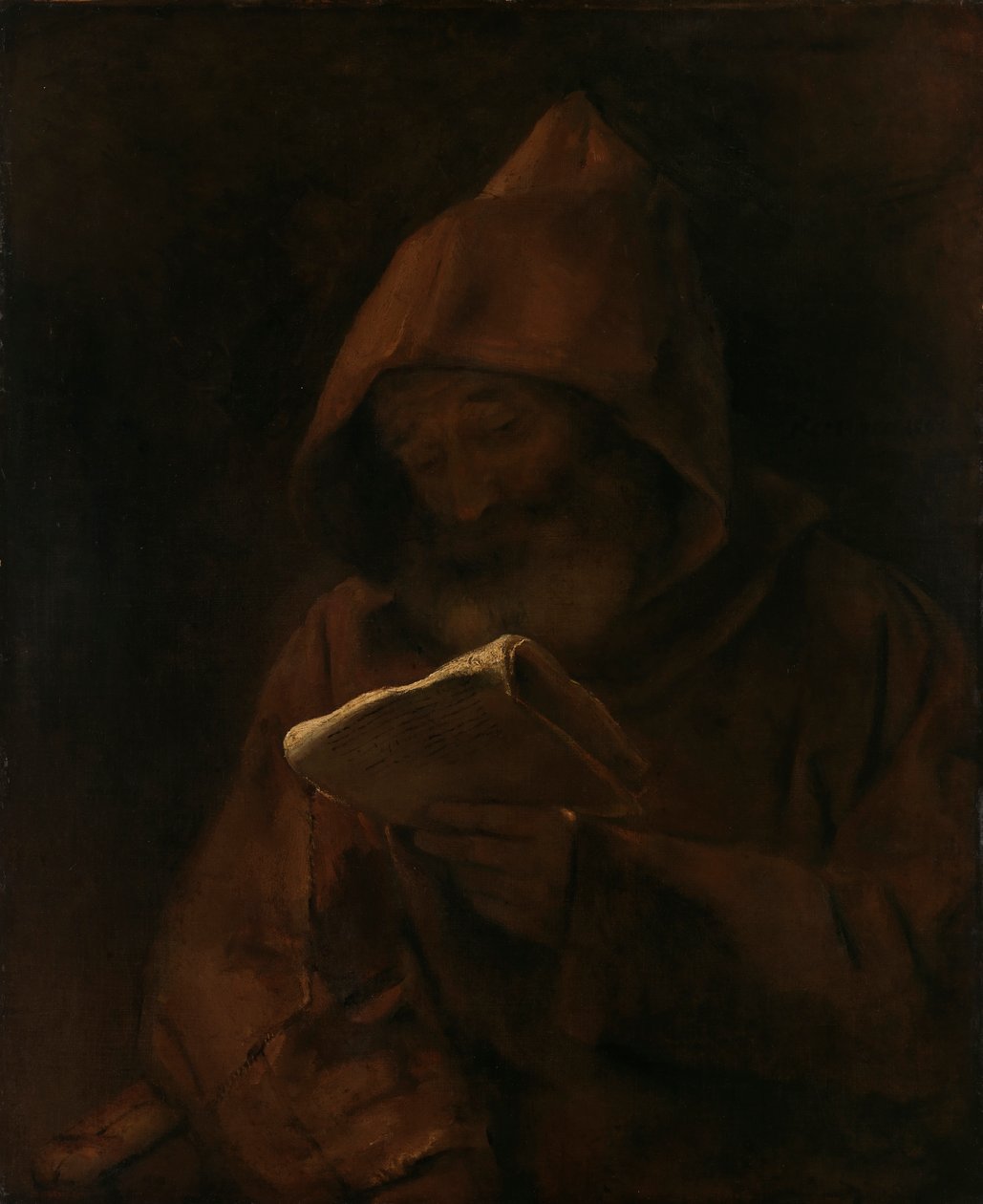 Bir Keşiş okuması, 1661. by Rembrandt van Rijn