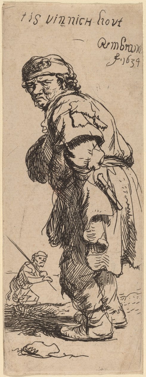 Bir Köylü Çağrısı: "tis vinnich kout" (çok soğuk) by Rembrandt van Rijn