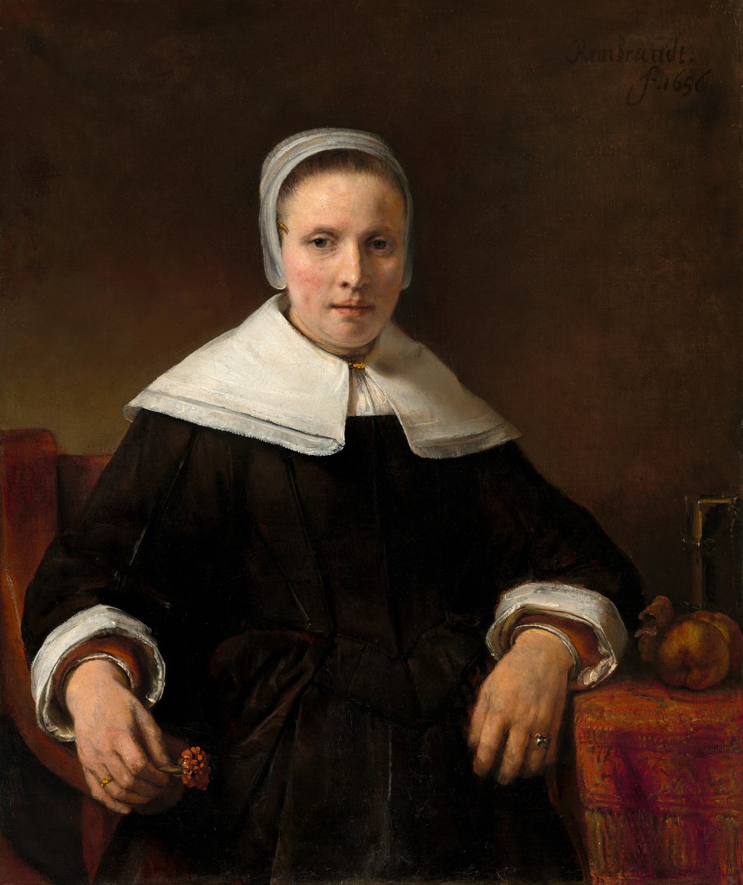Pembe Tutan Bir Kadın, 1656. by Rembrandt van Rijn
