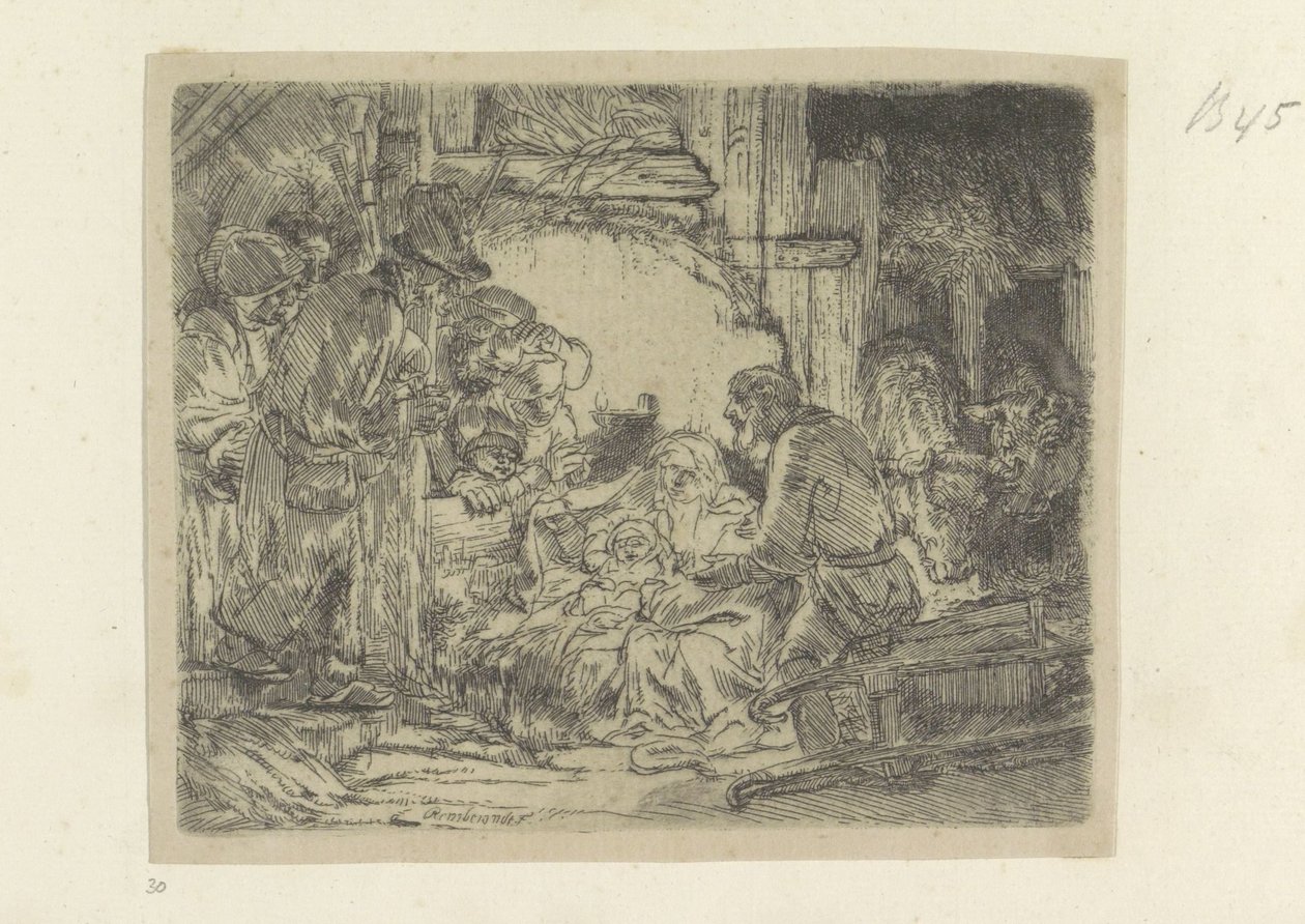 Çobanlara yardım: met de olielamp Seksen beş orijinal baskıdan oluşan koleksiyon (seri başlığı) by Rembrandt van Rijn