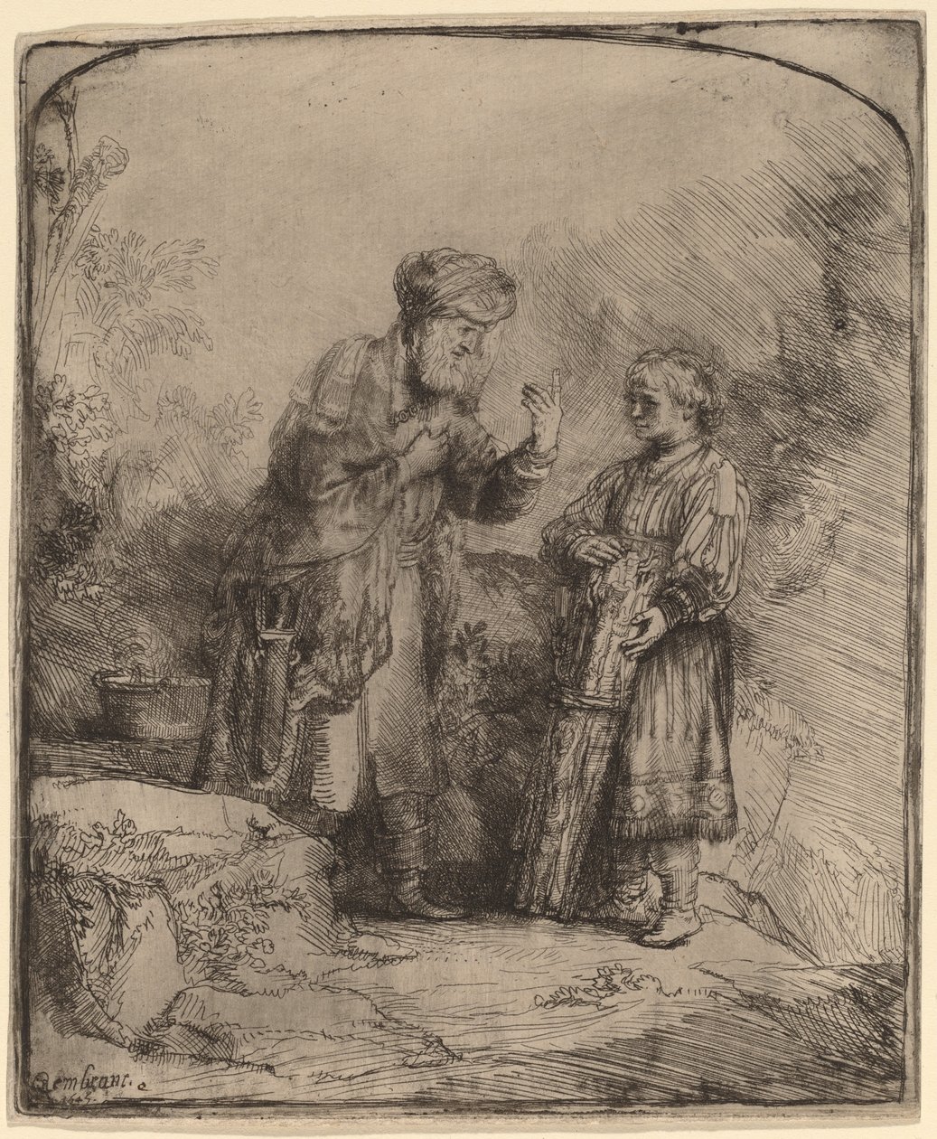 İbrahim ve İshak by Rembrandt van Rijn