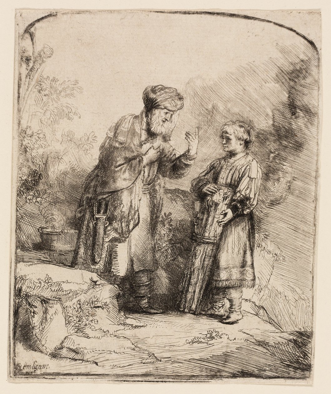 İbrahim ve İshak by Rembrandt van Rijn