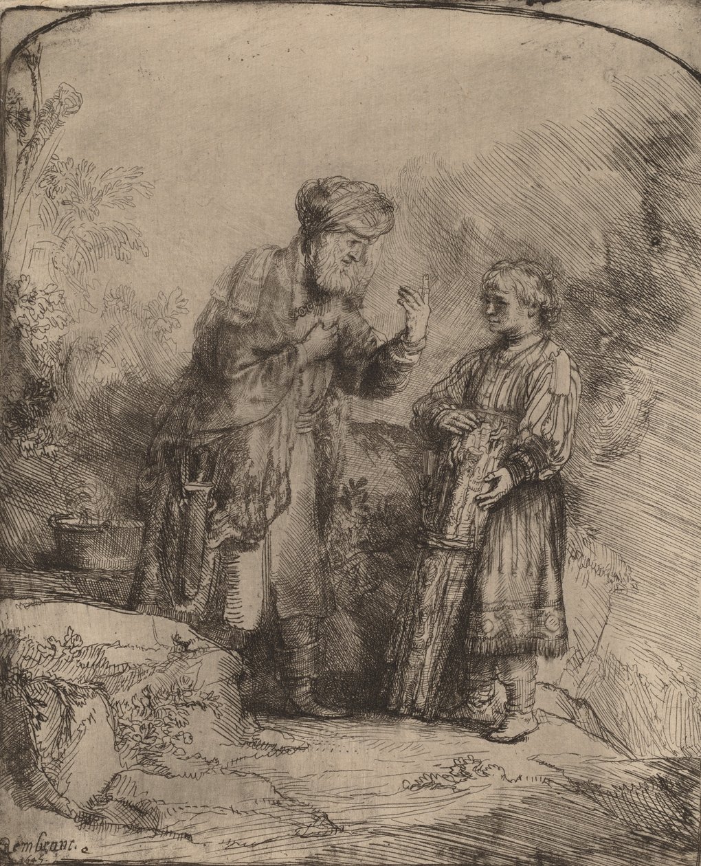 İbrahim ve İshak, 1645. by Rembrandt van Rijn