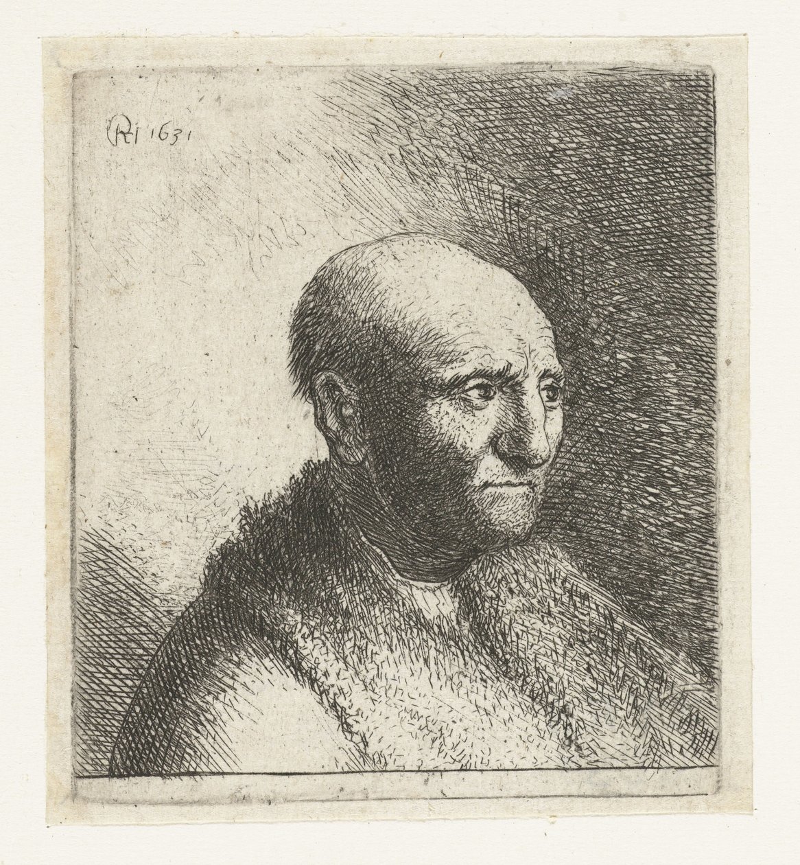 Kürk pelerinli kel adam: büstü by Rembrandt van Rijn