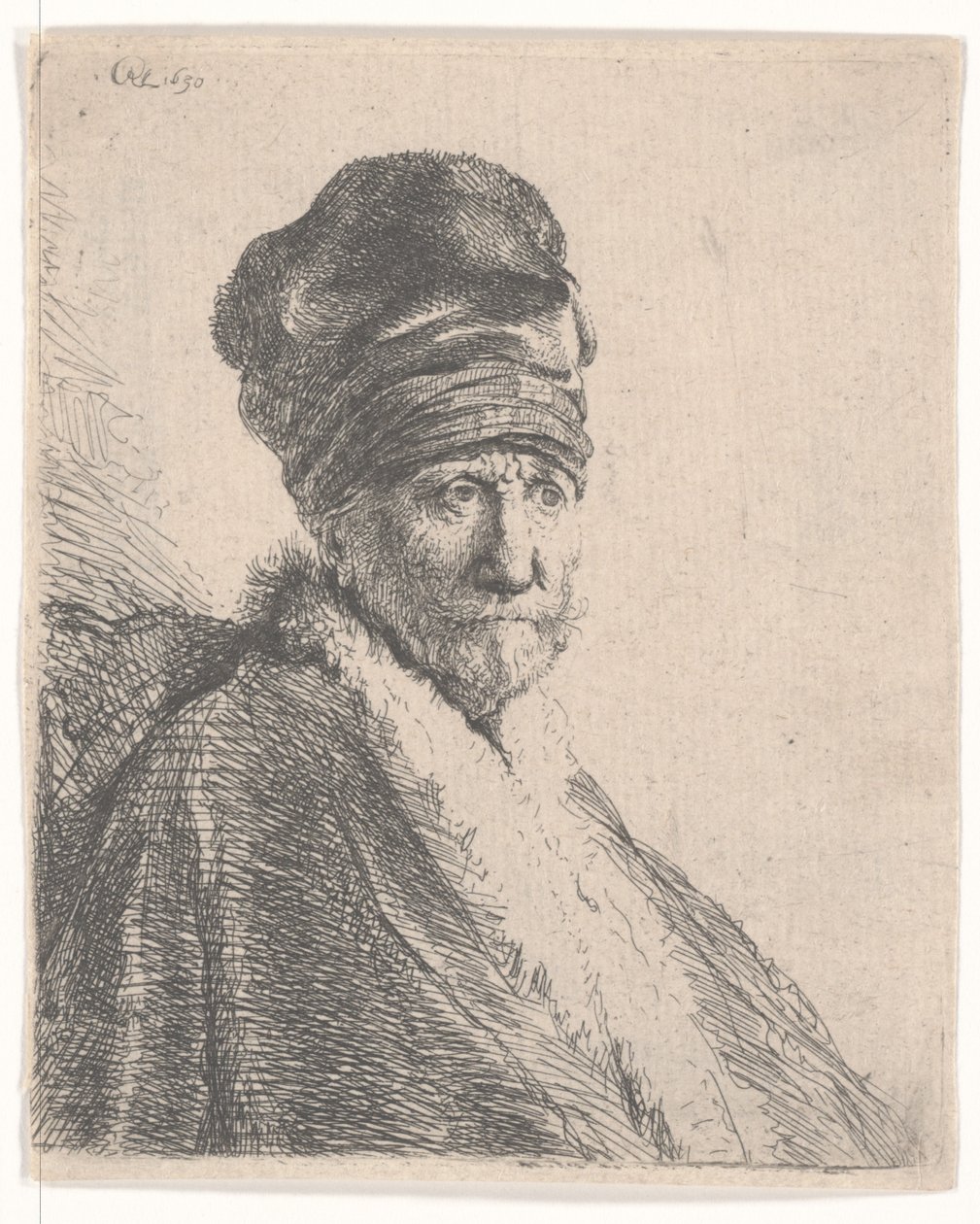 Kürklü Doğu Şapkalı ve Cüppeli Sakallı Adam, Yüksek Şapkalı, 1630 by Rembrandt van Rijn