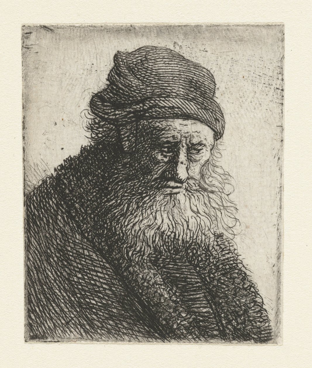 Kısa dalgalı saçlı sakallı adam: büstü by Rembrandt van Rijn