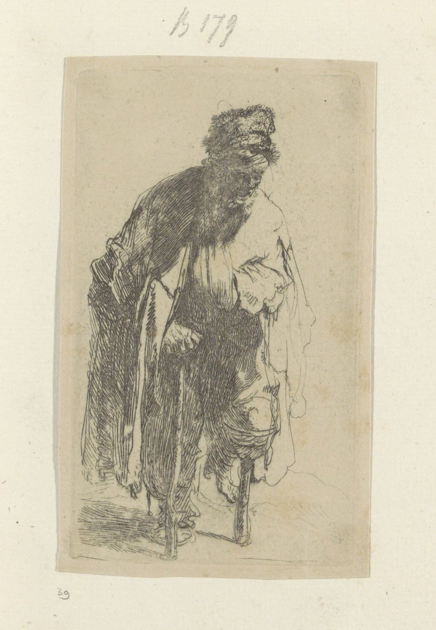 Tahta bacaklı dilenci Recueil de quatre-vingt-cinq orijinalleri estampes (seri başlığı) by Rembrandt van Rijn